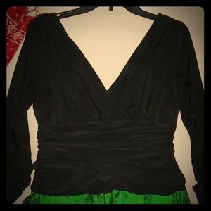 EUC Green and Black Embroidered Boat Neck Dress